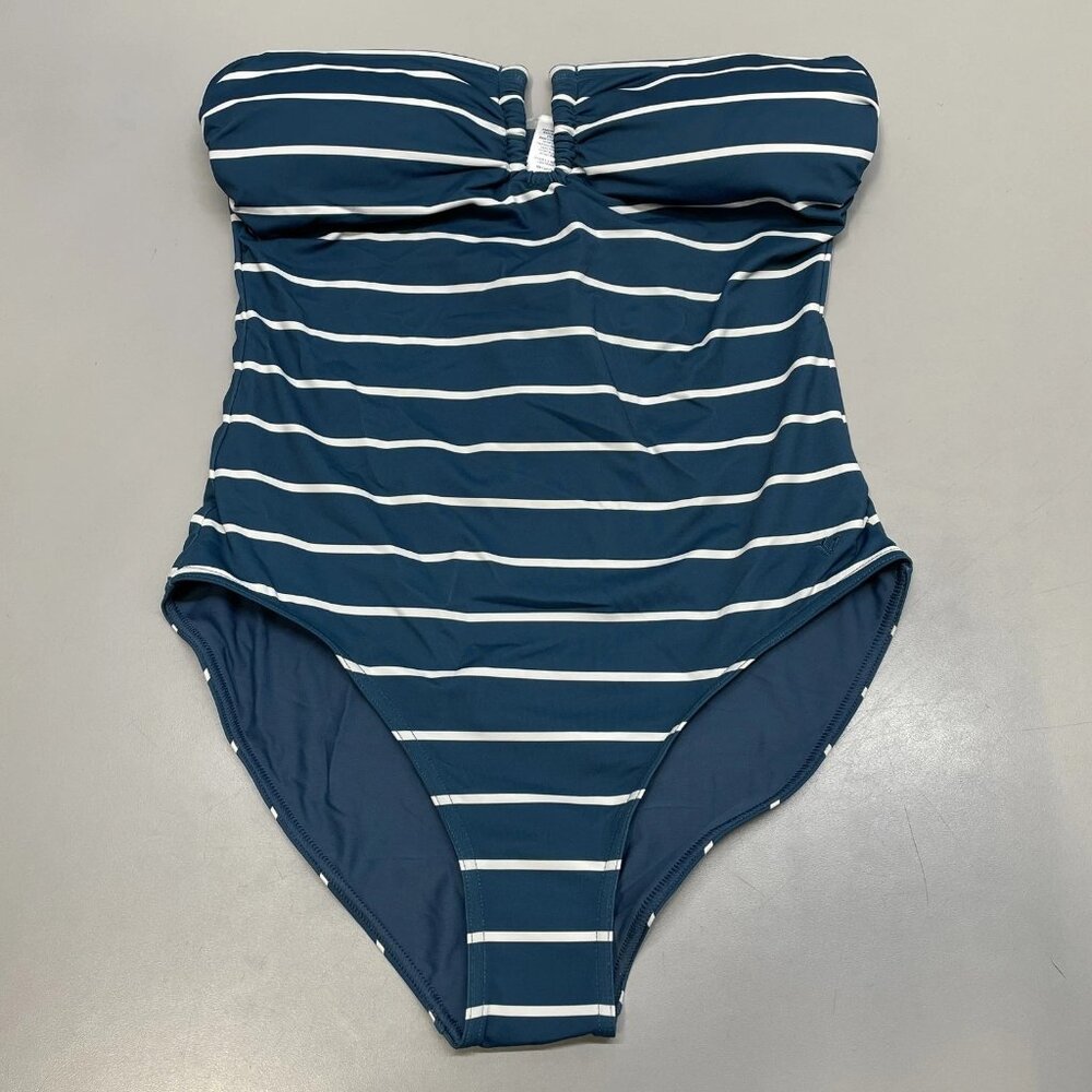 Vineyard Vines Striped Strapless One-Piece Swimsuit • Size S • Blue